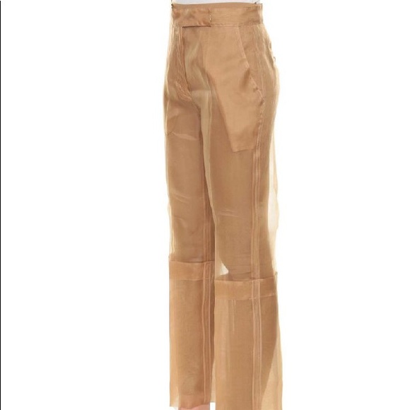 Maxmara silk Beige color see through pants